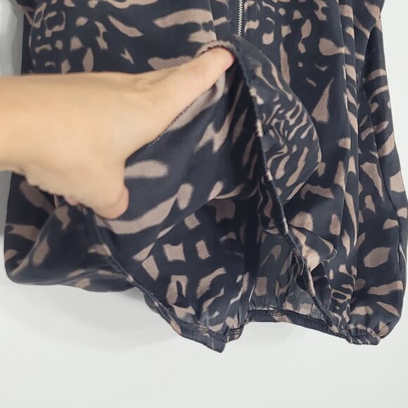 Anonyme Black & Brown Leopard Print Front Zip Sleeveless Business Casual Top XL - Picture 7 of 12